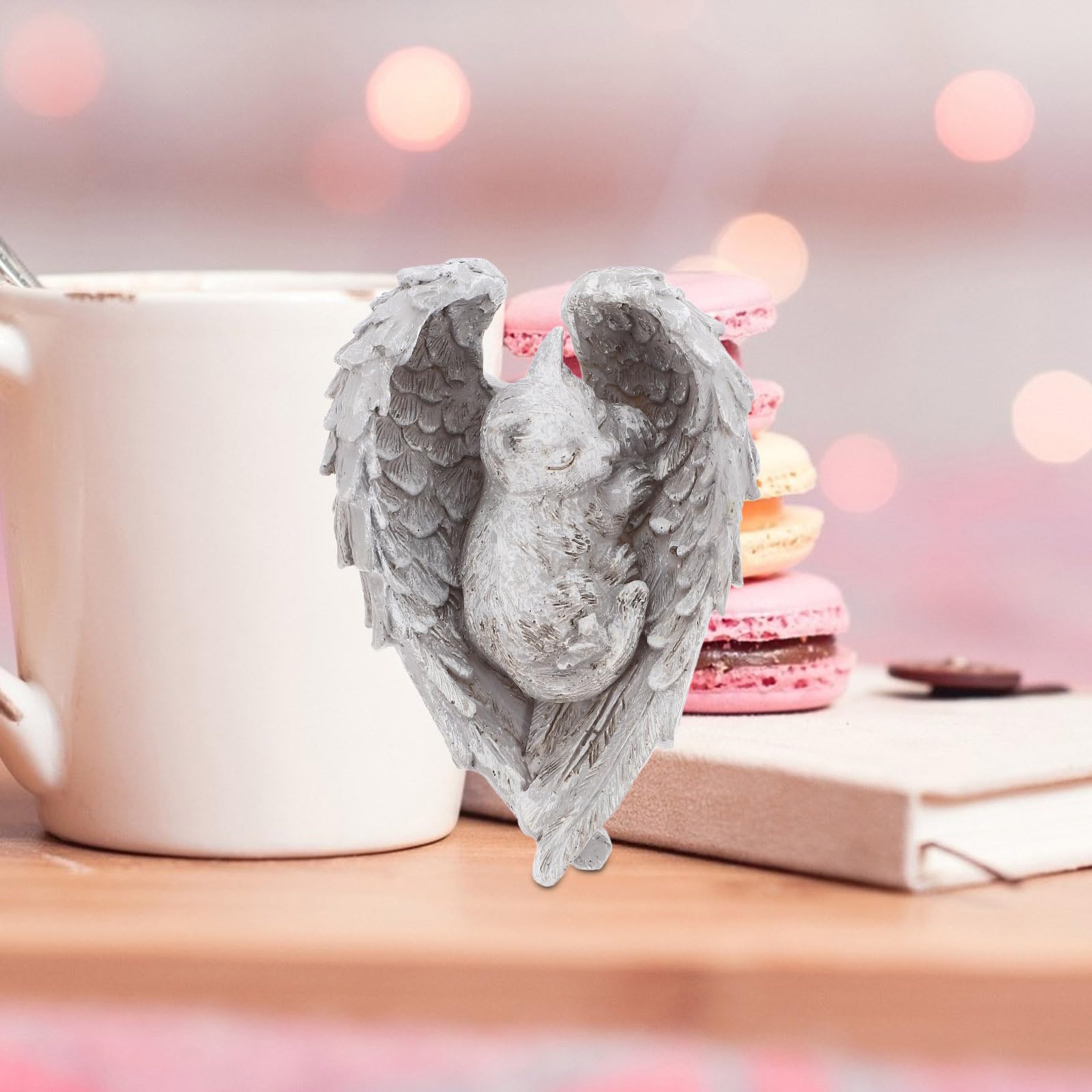 DOITOOL Resin Angel Pet Sculpture Outdoor Garden Statue with Elegant Wings Memorial Grave Marker for Pet Memorials and Garden Decor Durable Resin Crafts Sculpture - Image 4