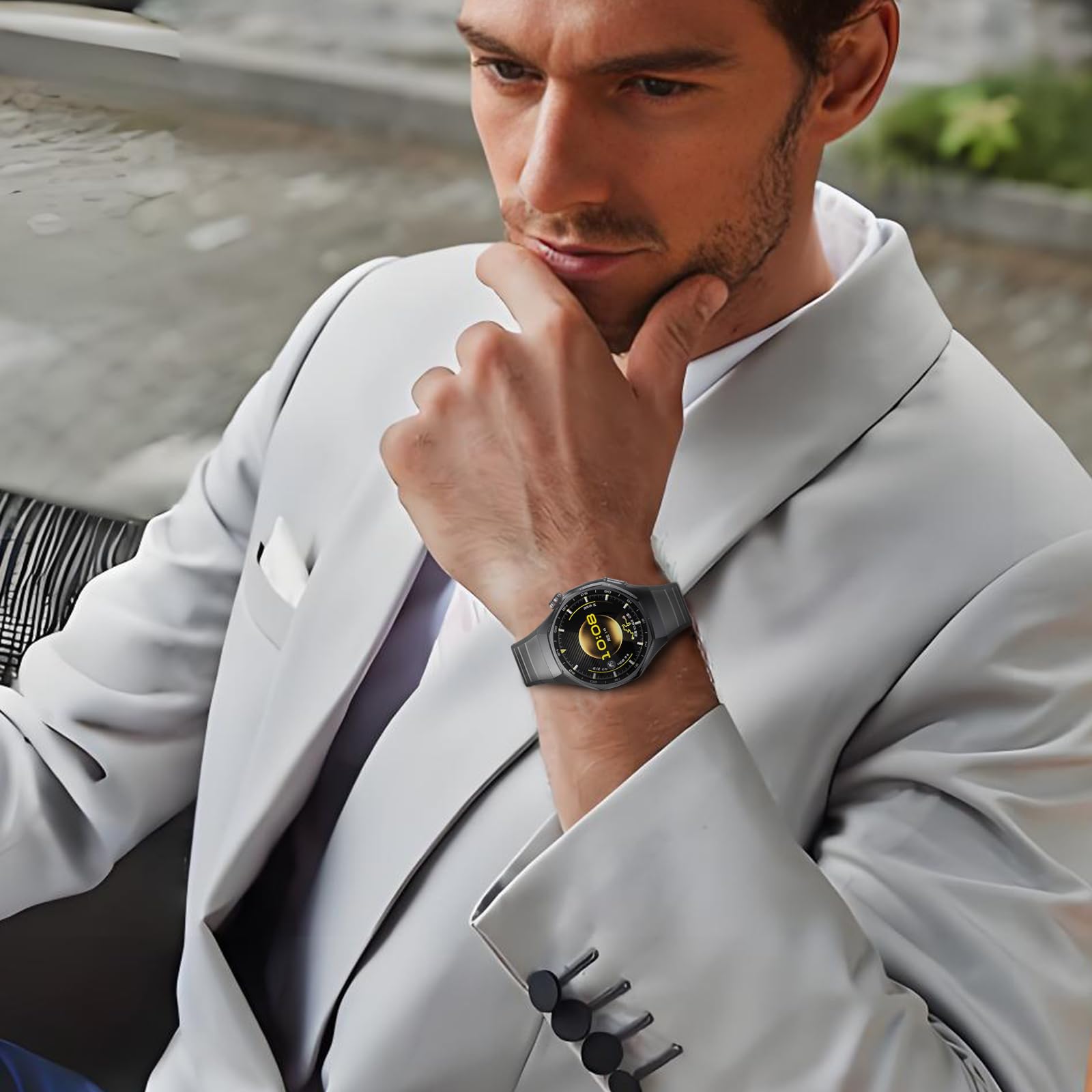 Titanowy pasek kompatybilny z Huawei Watch GT 6 Pro 46mm Zaawansowany tytanowy pasek bez luk dla Huawei Watch GT 6 Pro Smartwatch Regulowany bez narzędzi Tytanowy pasek dla kobiet i mężczyzn, 46 mm