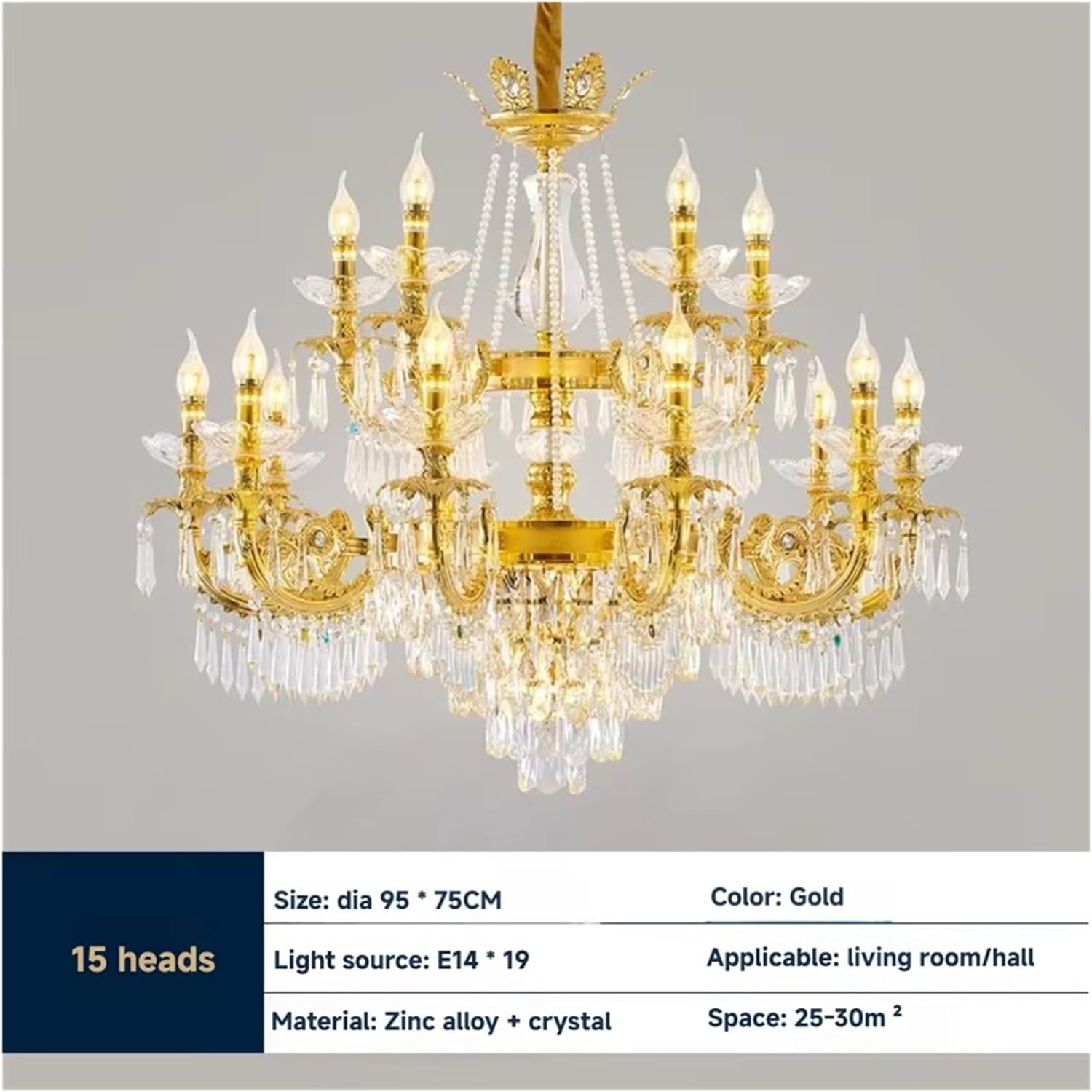 European Crystal Lamp Luxury Candle Living Room Dining Pendant Bedroom Lighting Fixture,for Decoration