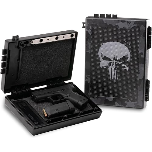 STOPBOX Gun Safe Alternative - Tactical Handgun Storage, Instant Access Portable Gun Case, TSA Compliant Gun Lock Box for Quick Handgun Access | SKULL CAMO + BLACK (2 Pack) | Full + Compact