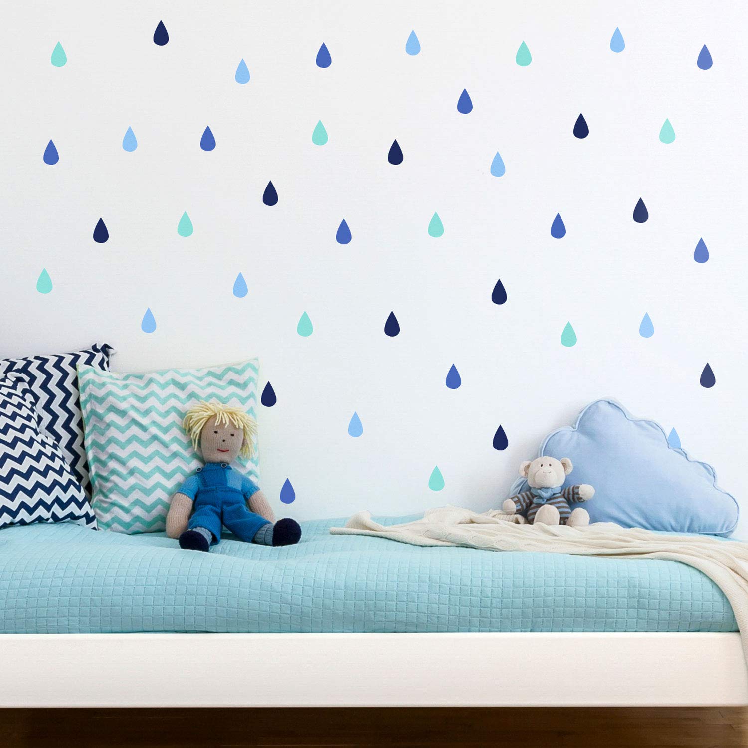 Stickerscape Blue Colourful Raindrop Wall Stickers | Perfect For A Childs Bedroom, Playroom Or Nursery | Easy To Apply | Perfect To Add Interest To A Plain Wall (Blue)