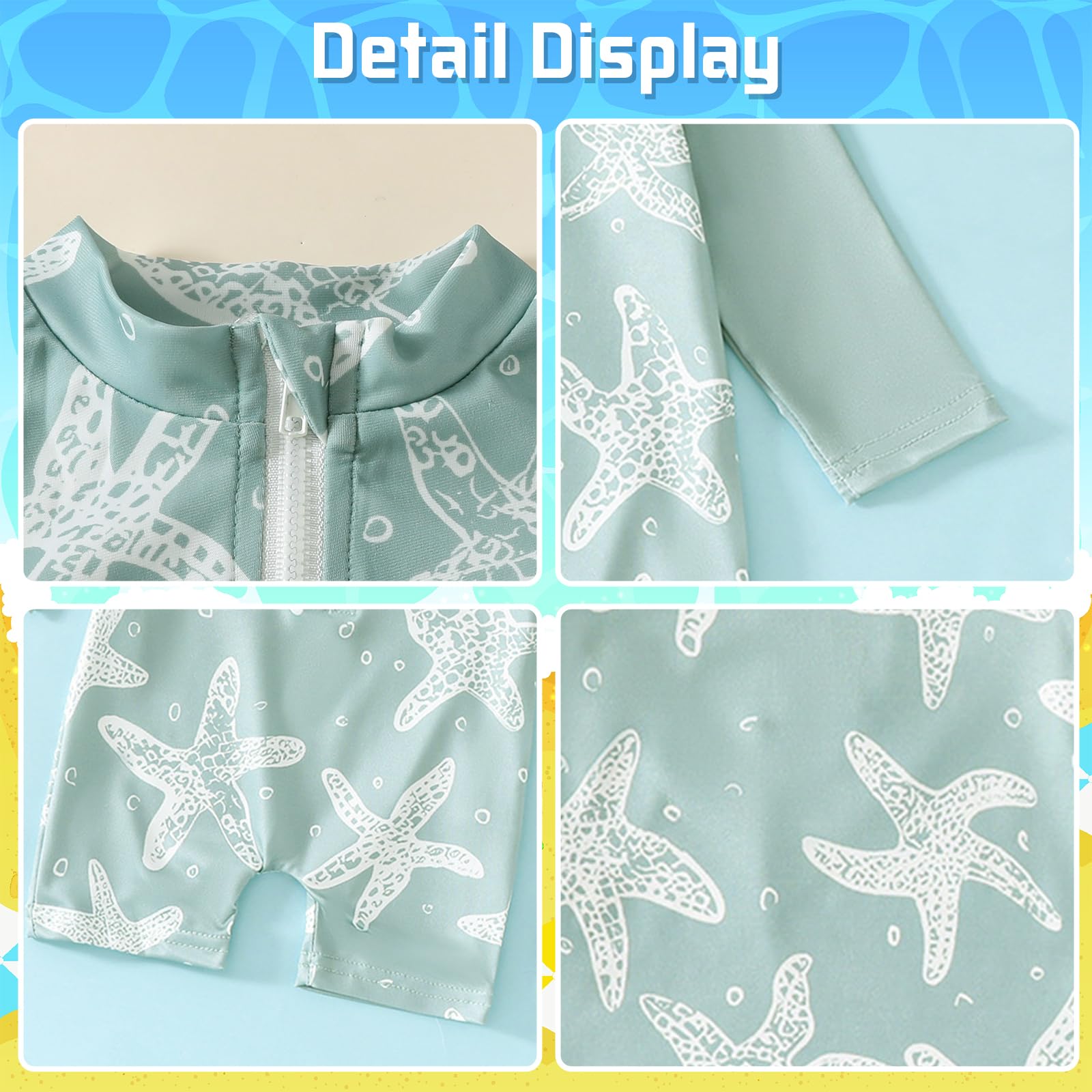 Baby Badeanzug Junge Einteiliger Badebekleidung UV Schutz Schwimmanzug Langarm mit Sonnenhut