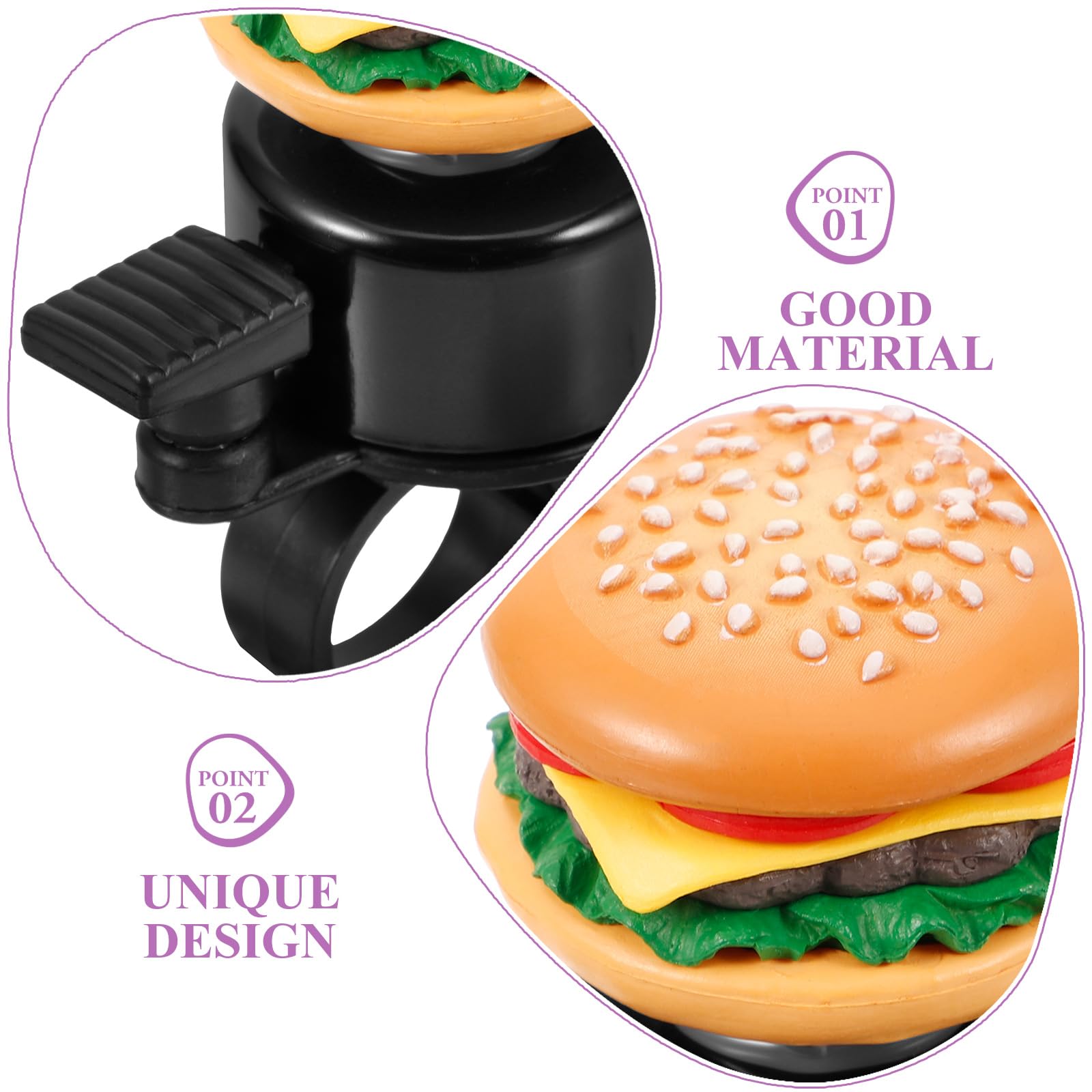 Brown Hamburger Bike Bell Funny Cartoon Cheeseburger Bicycle Bell Loud Crisp Clear Sound Bike Bell for Balance Bike,Scooter,MTB Road Cruiser Bikes Accessories Cycling