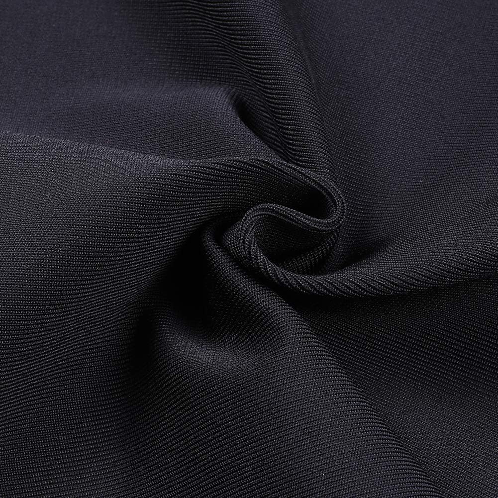 UONBOX Women's Deep Plunge V Neck Long Sleeves Draped Knee Length Bodycon Bandage Dress - Image 6