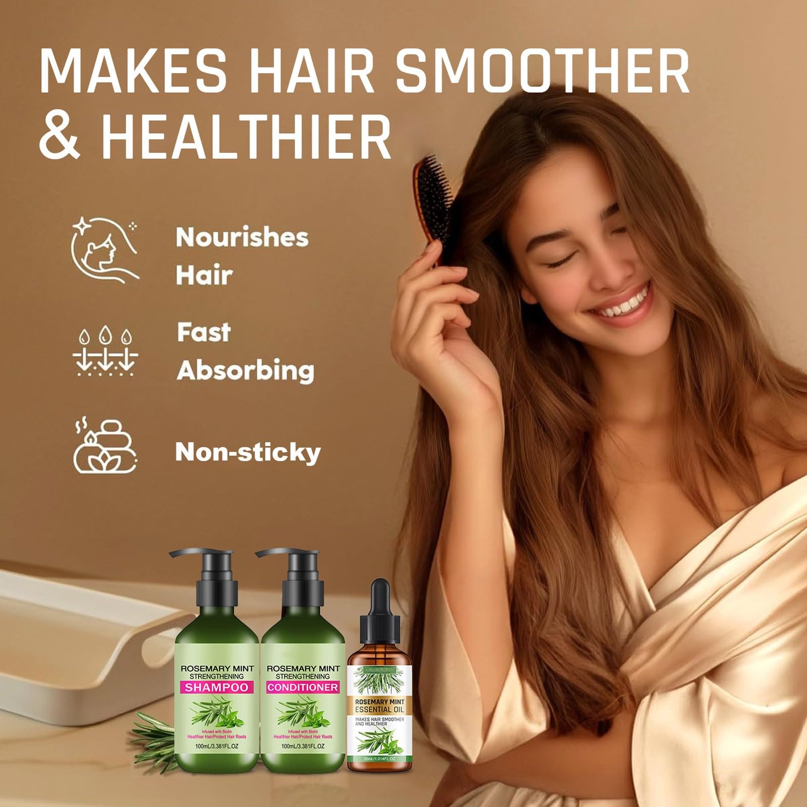 Rosemary Mint Strengthening Shampoo and Conditioner with Hair Oil - Image 4