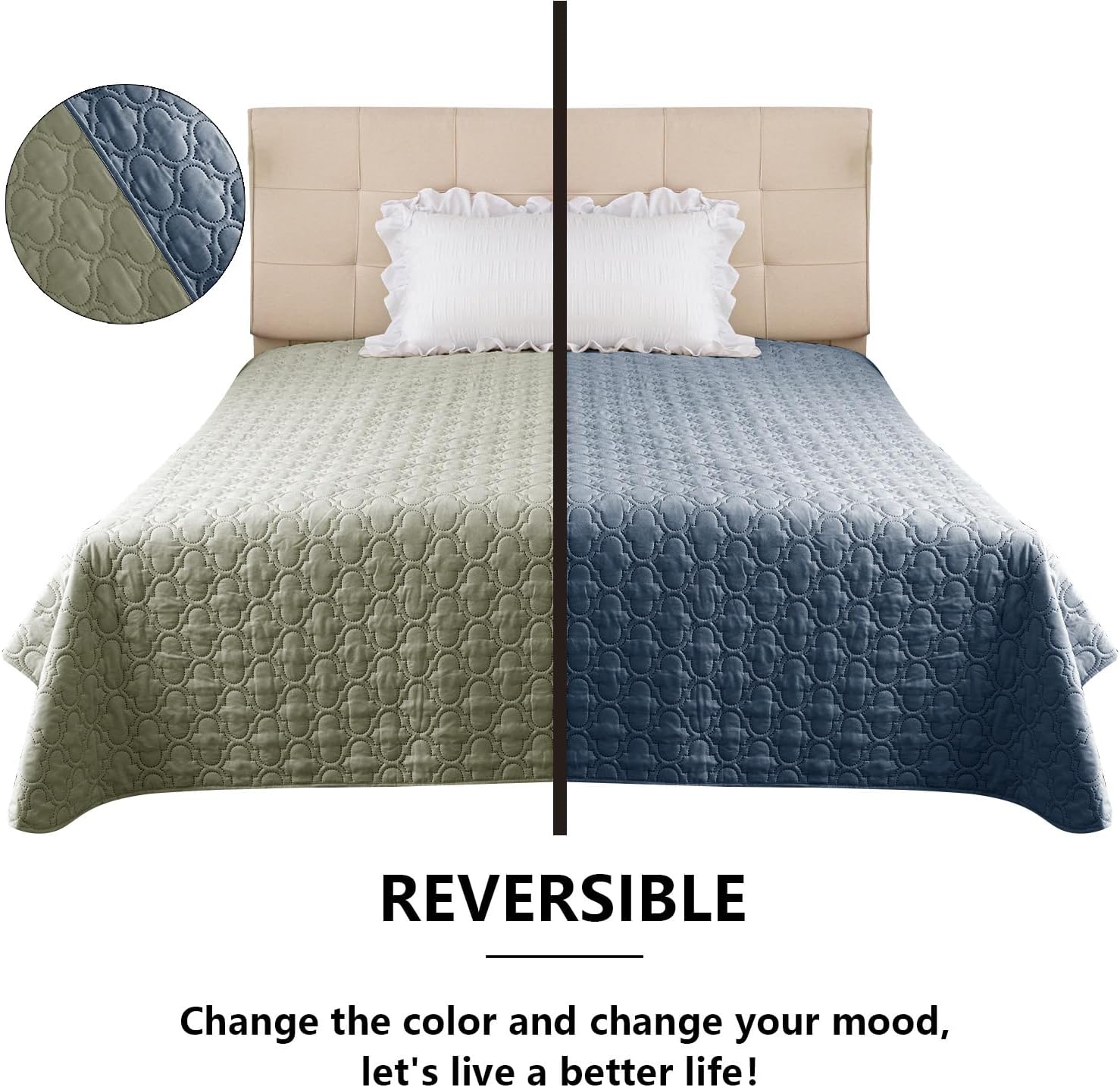 Waterproof Couch Cover for Dogs Washable, Reversible Dog Bed Blanket Pet Sofa Furniture Protector(52x82 Inch, Blue+Green)