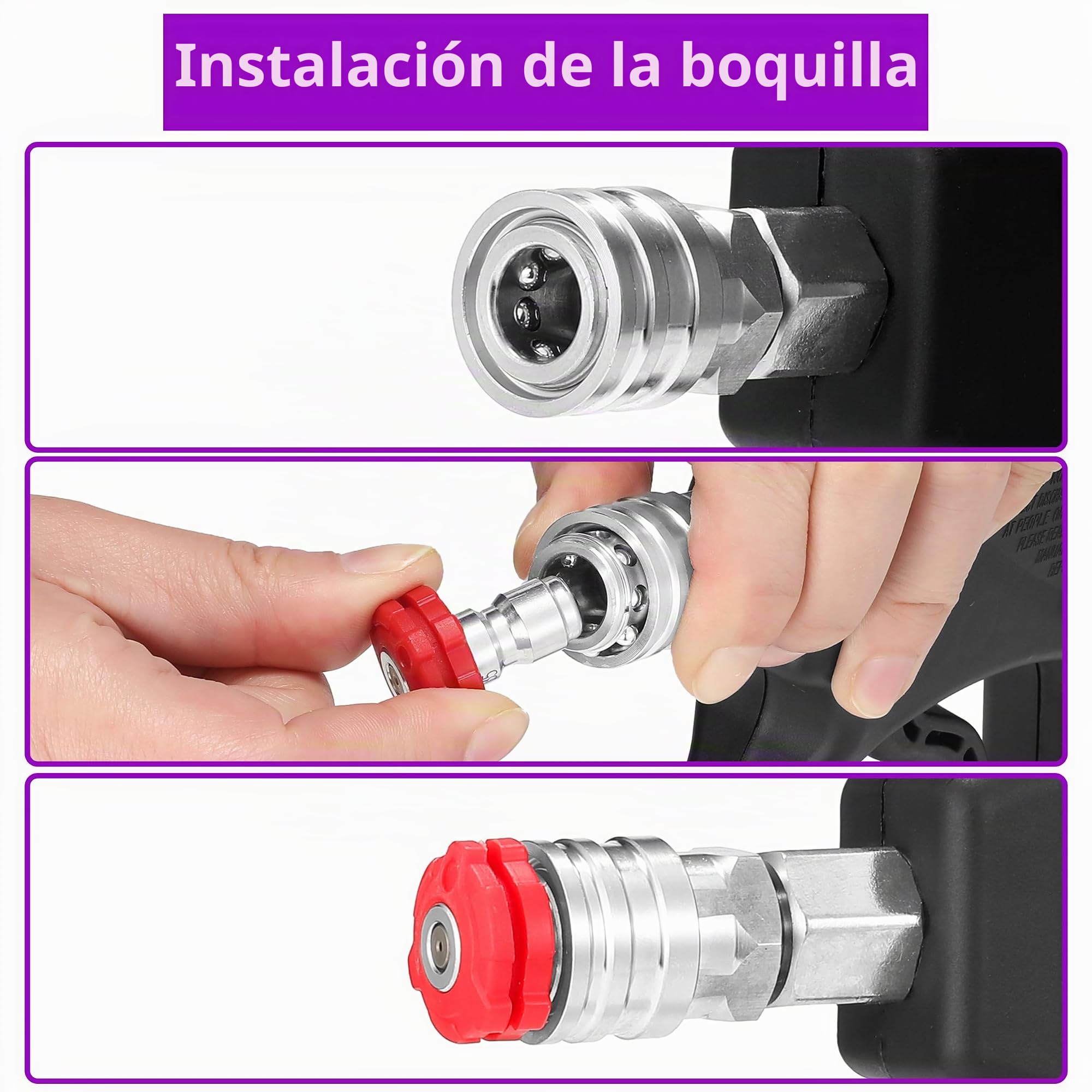PWACCS Pistola de Lavado a presión con Giratorio, Pistola de Lavado eléctrica Corta con Conector rápido de 3/8 Pulgadas, Ajuste M22 de 14 mm/15 mm, 5 Puntas de Boquilla de Lavado a presión con | Pistola de lavado eléctrico, conector rápido de 3/8 pulgadas