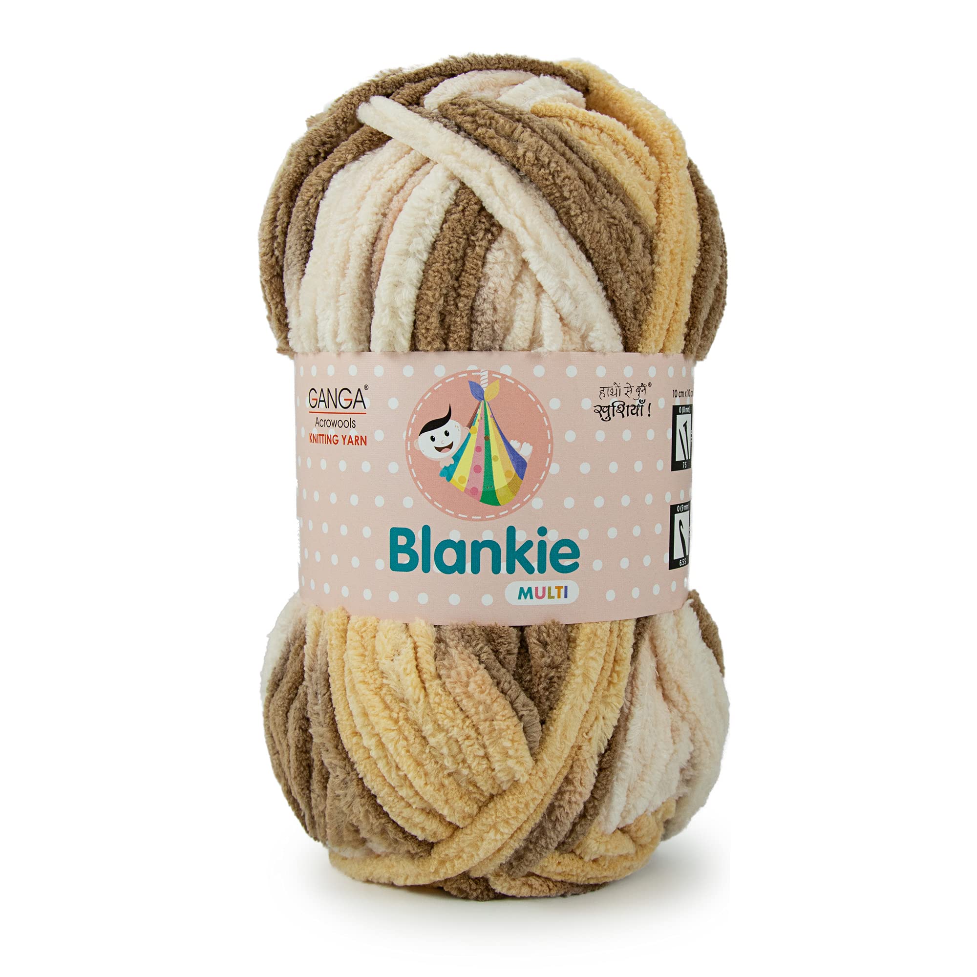 Ganga Acrowools Blankie Multi is A Super Soft Multicolor Non-Shedding Chenille Yarn. Oekotex Class 1 Certified. Safe for Babies. Pack of 2 Balls - 100Gm Each. Shade No - Blm005-image-16
