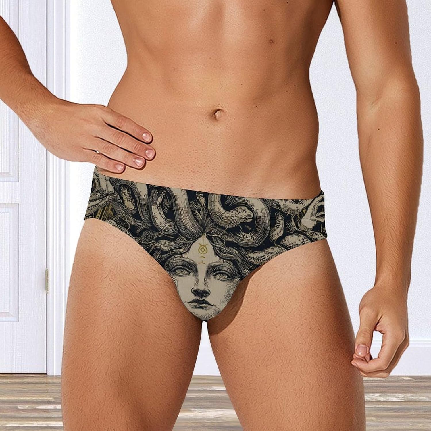 Medusa Snakes Greek Mythology Men's Swimwear Bikini Swimming Briefs Stretchy Swimsuits Board Surf Shorts Trunks