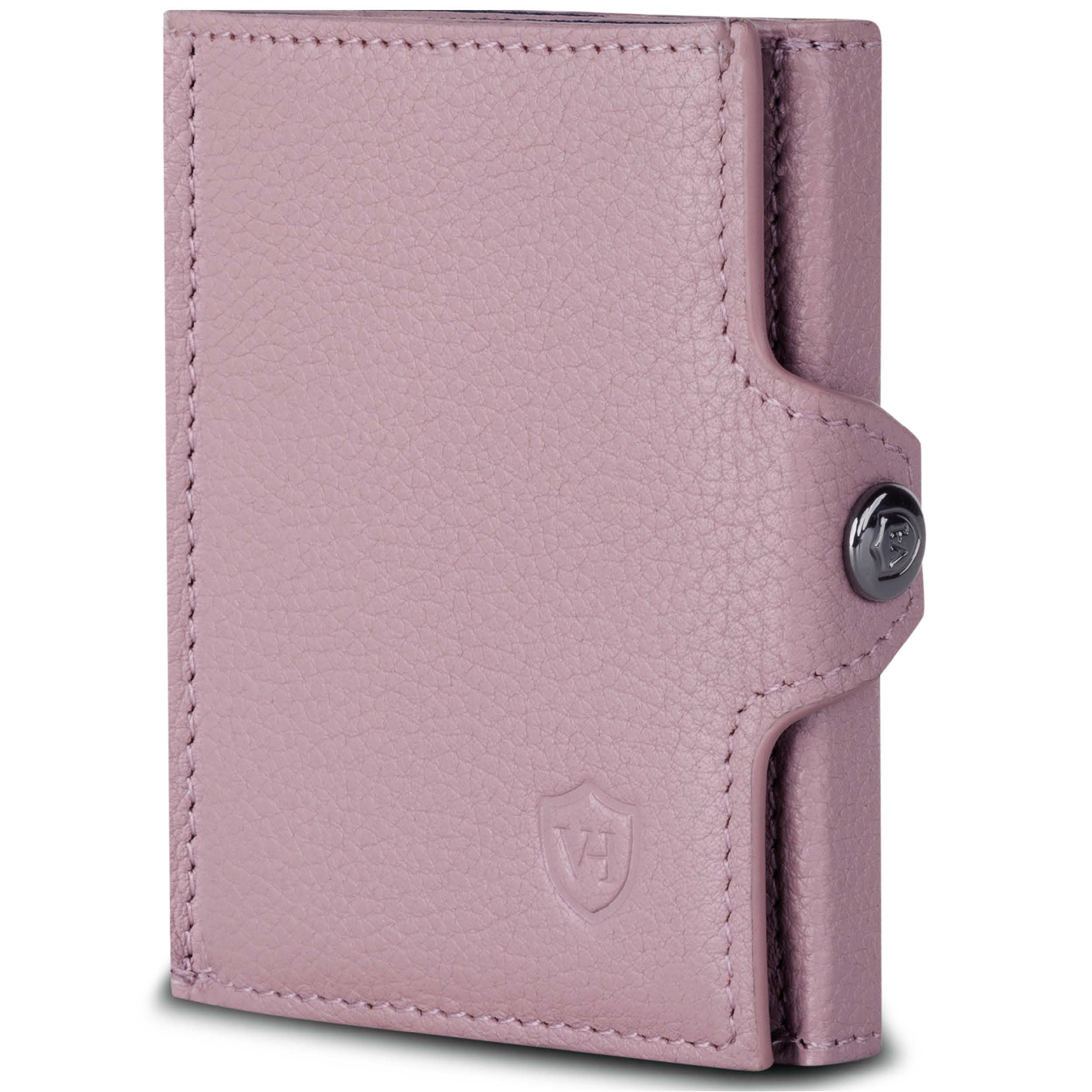 VON HEESEN Slim Wallet mit Münzfach & RFID-Schutz - Mini Geldbörse Herren & Damen - Kartenetui Kreditkartenetui - Portmonee Geldbeutel Portemonnaie klein Lavendel