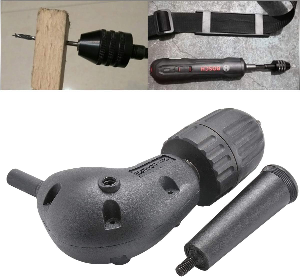HOHXEN Right Angle Drill Attachment 3/8" Keyless Chuck Attachment 90