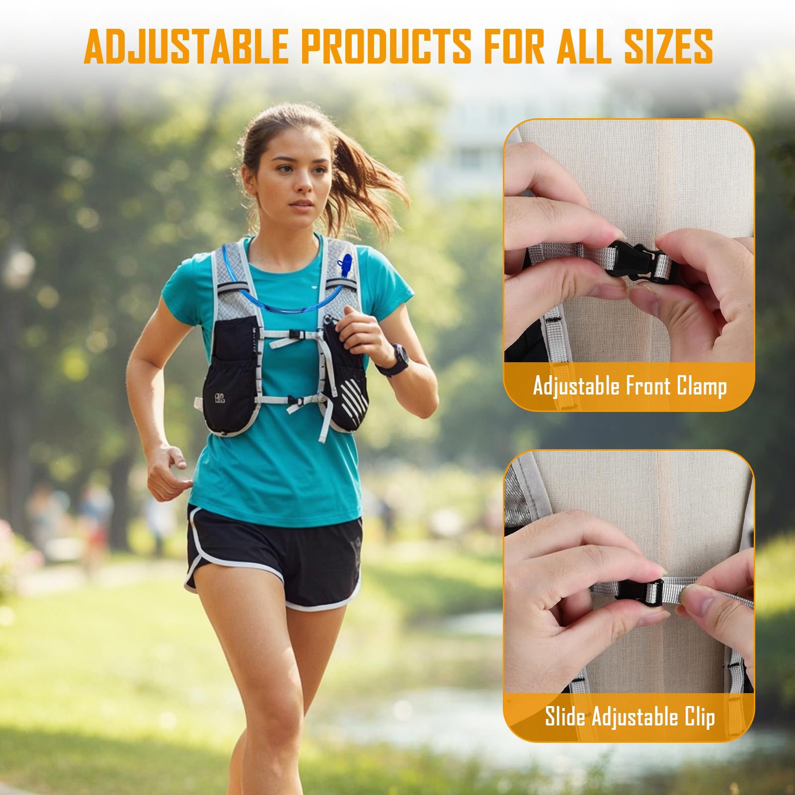Zaino Trail Running, Gilet da Corsa per Donne e Uomini con Sacca d'Acqua da 2L, Cinghie Pettorali Regolabili, Zaino Idratazione per Escursionismo/Sentieri/Corsa/Maratone/Ciclismo