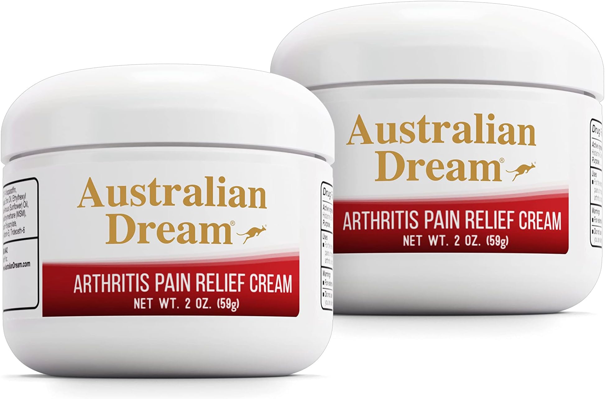 Australian Dream Arthritis Pain Relief Cream - Soothing & Non-Greasy - Powerful Topical Arthritis Pain Relief - Good for Muscle Aches or Joints - 2 oz Jars (2 Pack)