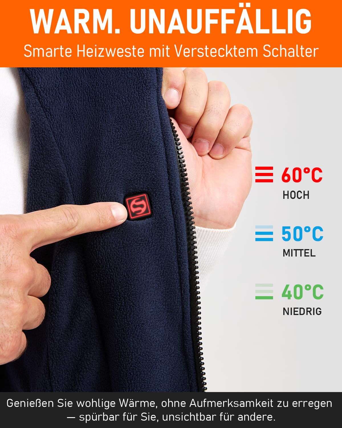 SZNX Heizweste Herren mit Powerbank – Beheizbare Weste Fleece 6 Zonen, Wärmeweste mit Akku USB, Beheizbare Jacke Herren 3 Stufen Temperatur, Heizjacke Herren Winter, Beheizte Weste
