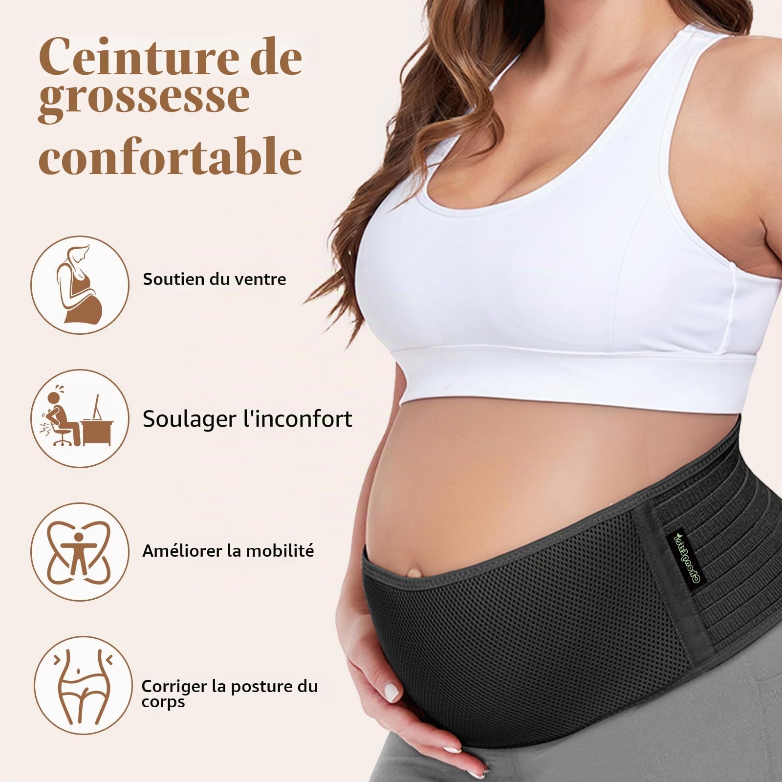 ChongErfei Ceinture de grossesse, ceinture de grossesse, soutien dorsal, soutien dorsal, soulage le dos, le bassin, les douleurs de hanche pour la grossesse (noir, taille unique)