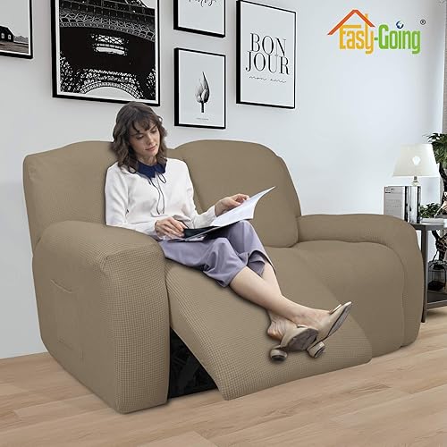 Miniatura 9 de Funda elástica para sofá reclinable de fácil colocación, Tela mezcla de poliéster Algodón, Arena