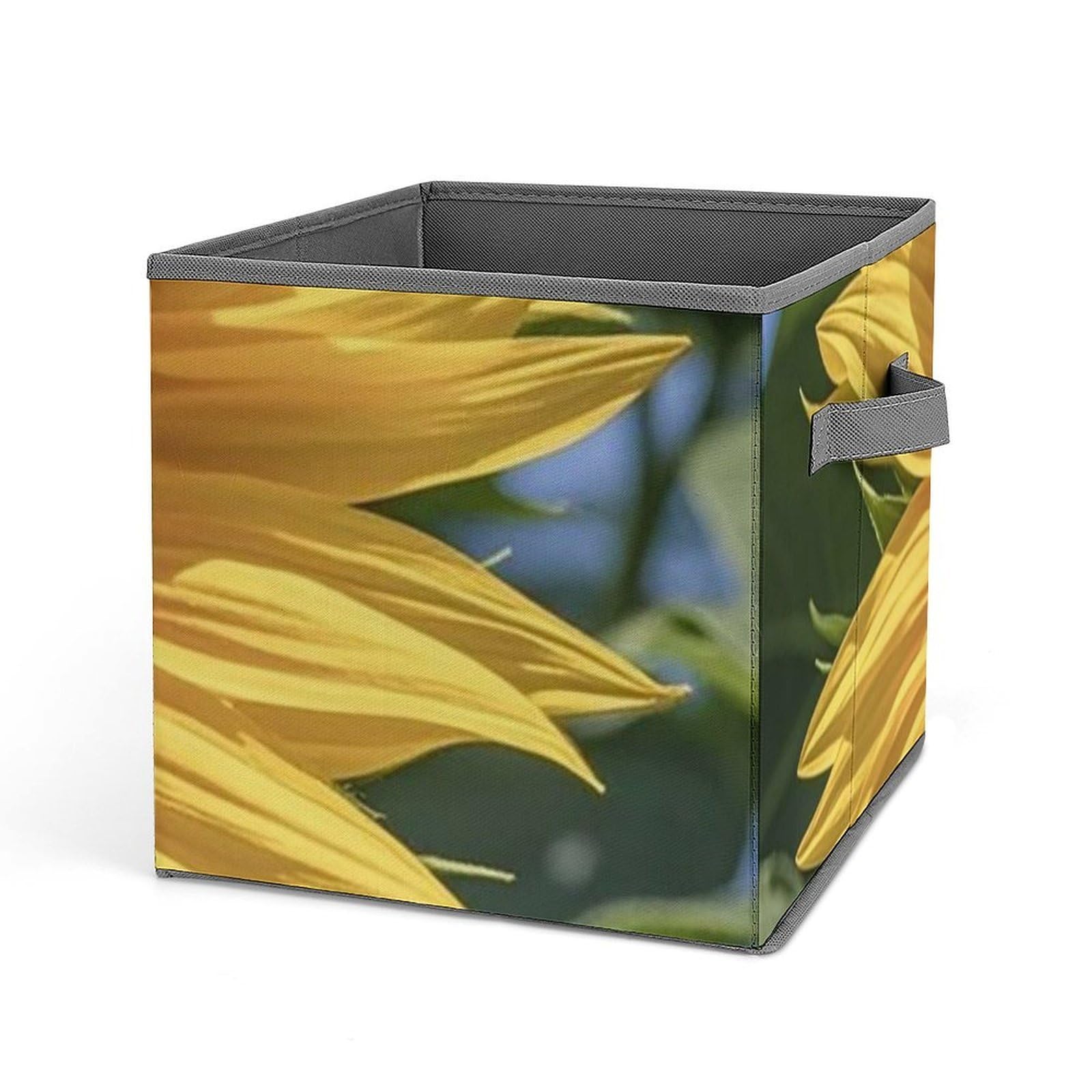 BTCOWZRV Sunflower Cube Storage Bins - 11 Inch Heavy Duty Fabric Closet Bins for Shelves, Cube Organizer - Collapsible Storage Boxes with Handle Decorative Clothing Storage Baskets