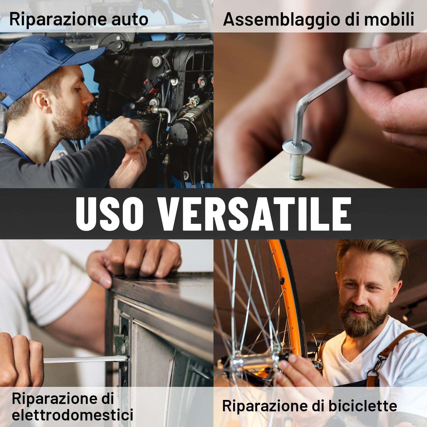 greate Set di chiavi a brugola con testa sferica 13 pezzi - Set brugole da 1,27 a 10 mm in acciaio CRV con supporto pieghevole robusto - chiavi esagonali