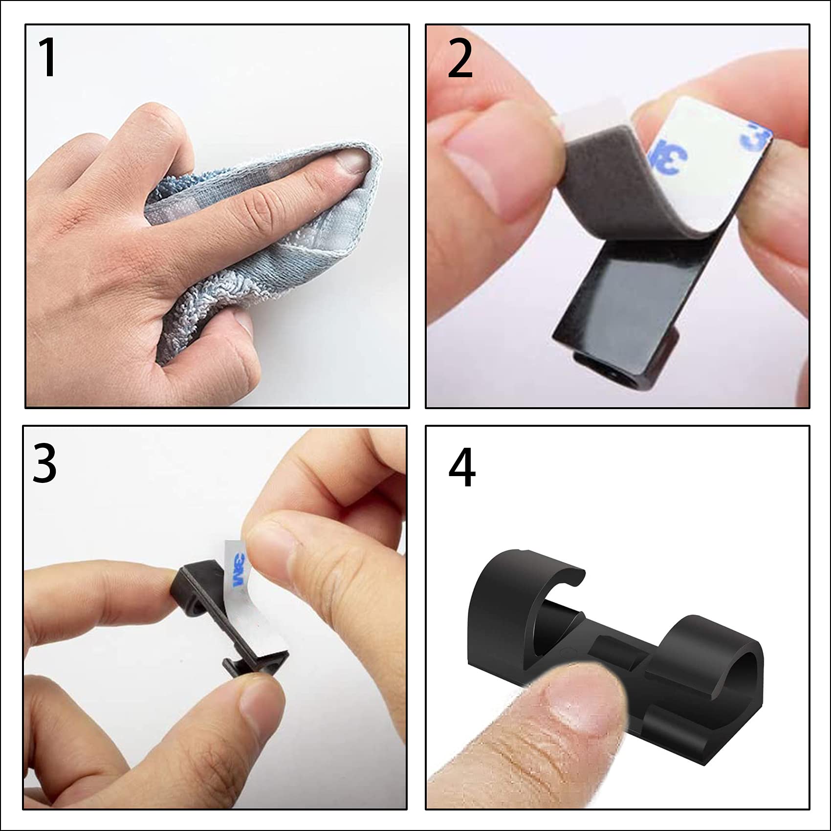 60 Pezzi Fermacavo Autoadesivi Regolabili In Nylon - Clip Per Gestione Cavi, Riutilizzabili, Per Casa E Ufficio, Colore Nero - 4