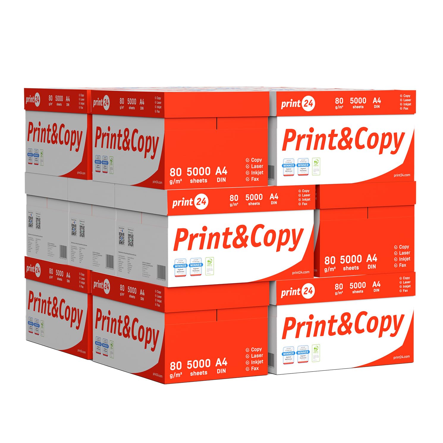 Druckerpapier Kopierpapier 75000 Blatt 150 x 500 A4 80g Premium Hochweiß CIE 160 PEFC zertifiziert