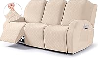 Vista 34 de VANSOFY - Funda para sofá reclinable, juego de 3 piezas de fundas de sofá reclinable elásticas con bolsillos, fundas para sofá reclinable de 3