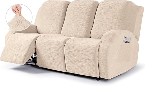 Vista 123 de VANSOFY Funda para silla reclinable, 3 piezas, fundas elásticas para silla reclinable, funda suave para silla reclinable, protector de muebles