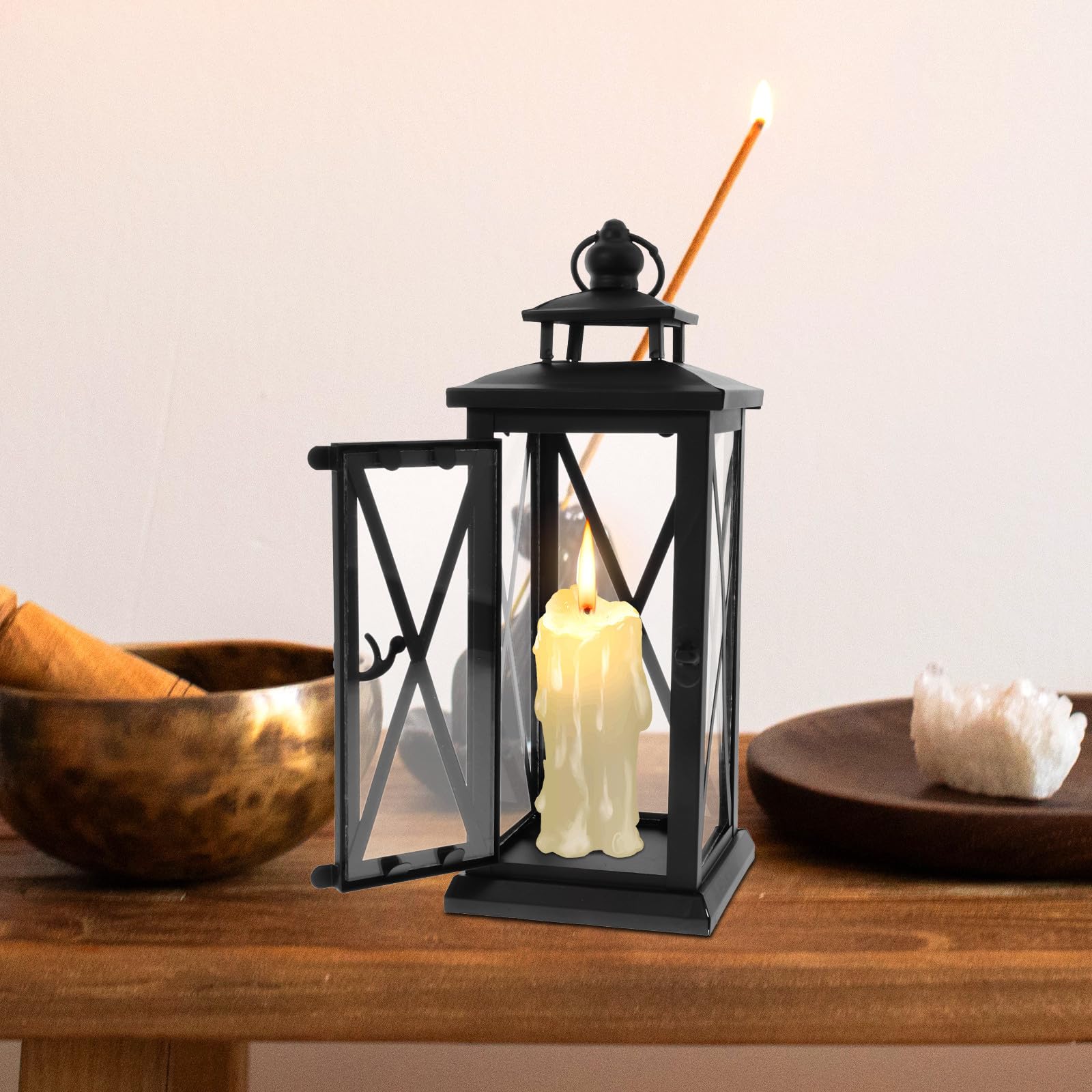 TEHAUX Candelabros de Hierro Retro para Decoración de Bodas y Fiestas, Diseño a Prueba de Viento y Base Cuadrada para Interiores y Exteriores