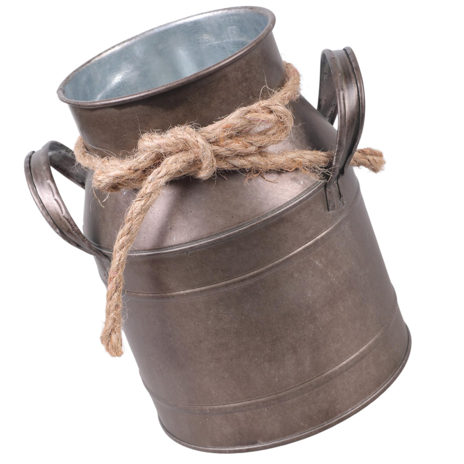 French Country Elegance Iron Vase, Small Primitive Farmhouse Milk Can for Flower Arrangements Country Vase Metal