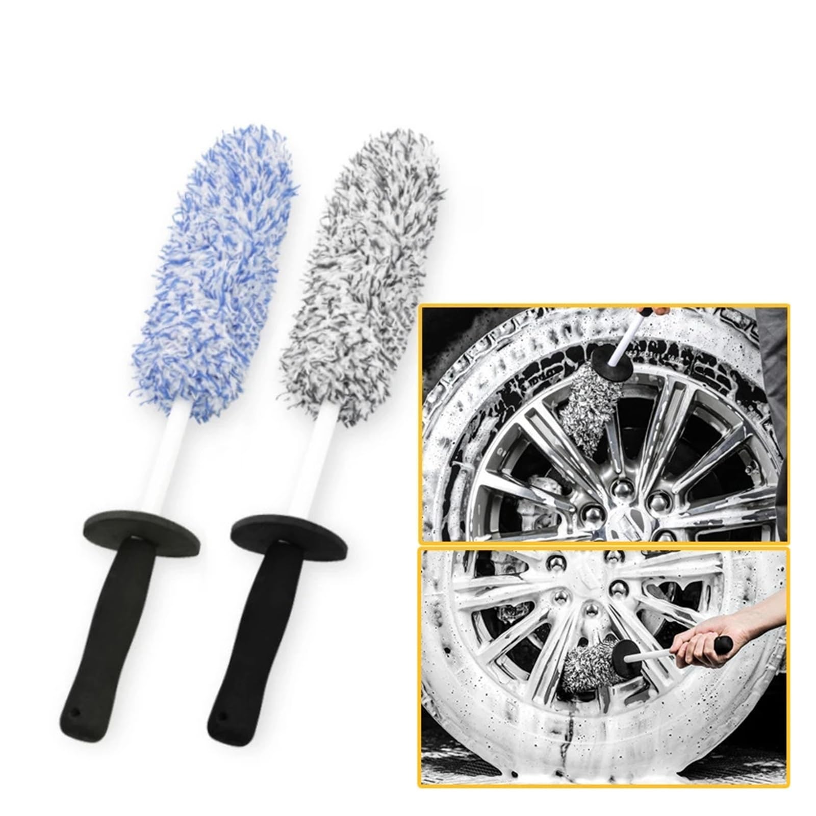 Wysokiej jakości pluszowa szczotka do mycia kół samochodowych, antypoślizgowy uchwyt, rękawica do czyszczenia lufy szprych koła(Blue brush 1pc)