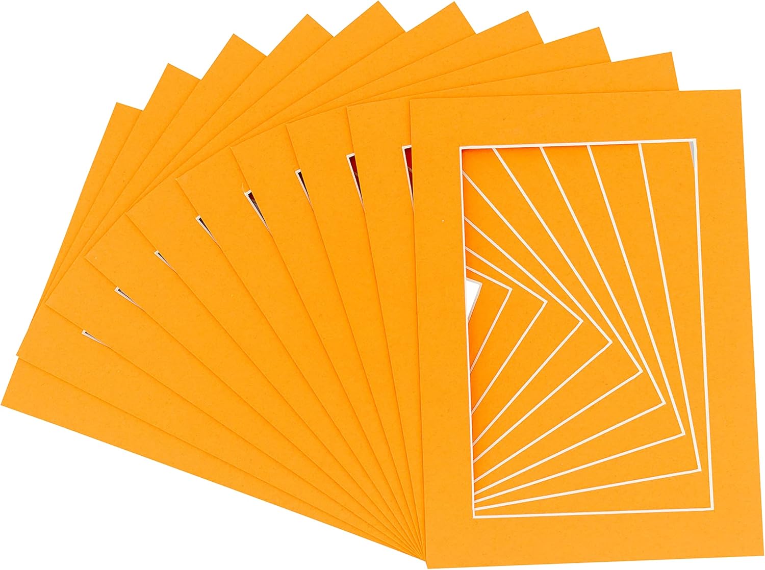 Pack of 25 Acid Free 18x24 Mats Bevel Cut for 15x19 Photos - Orange Precut Matboards With Backing Boards and Clear Photo Mat Bags For Pictures, Photos, Framing - 4-ply Thickness