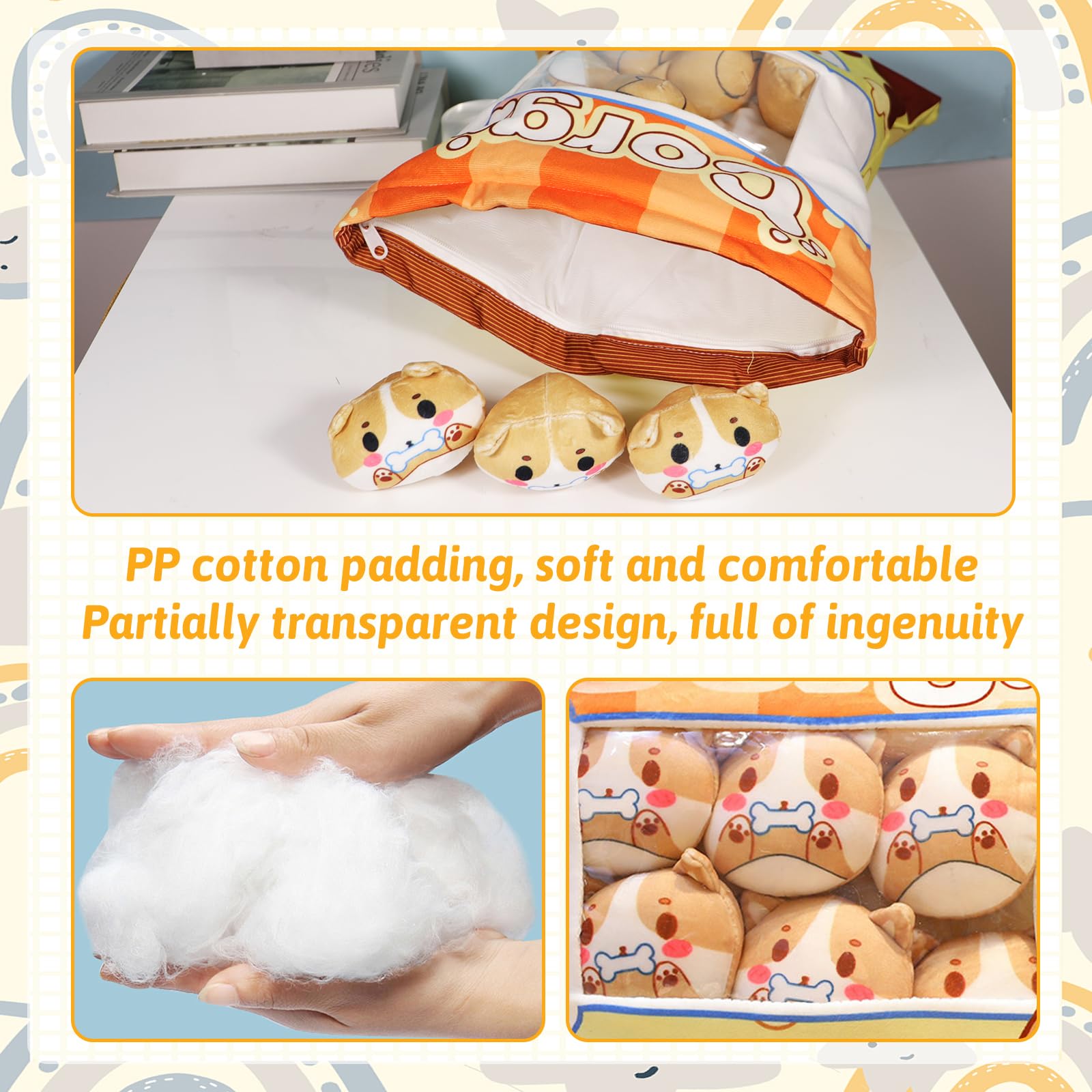 MeHoo Pudding Dog Pillow Plush, Cute Snack Pillow Stuffed Animal Toys - Image 3
