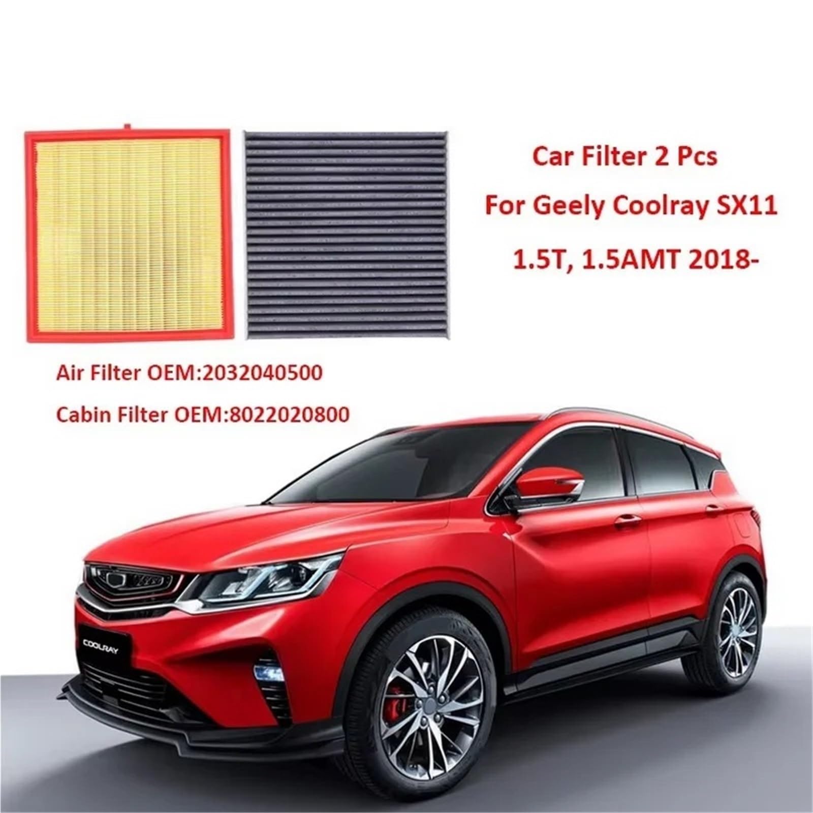 Filtr kabinowy Filtr powietrza + filtr kabinowy 2 szt. pasujący do Geely Coolray SX11 1.5T 1.5AMT 18 2019 2020 Filtr samochodowy z wieloma filtrami(2 Pcs Cabin Filter)