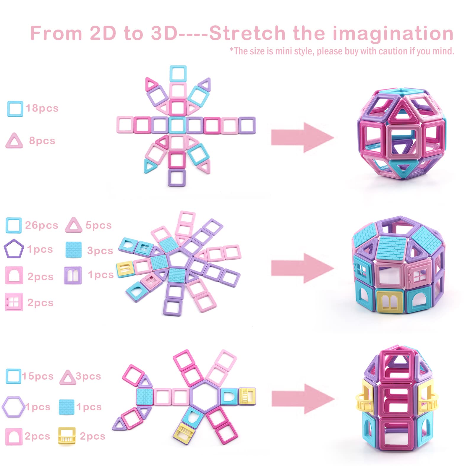 Piastrelle Magnetiche 199 Pezzi Mini Blocchi Magnetici per Ragazze e Ragazzi Regalo di Compleanno 3D STEM Giocattoli Educativi Apprendimento Creatività per Bambini dai 3 4 5 6 7 8 Anni
