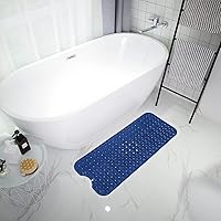 Vista 8 de Alfombrilla de baño y ducha, antideslizante de 39 x 16 pulgadas extralarga, apta para lavado a máquina con agujeros de drenaje, ventosas para baño