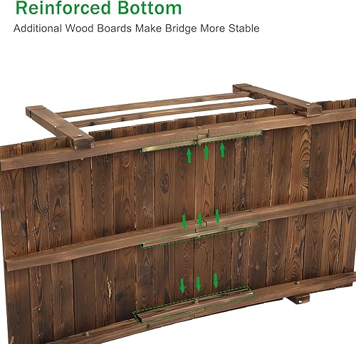 Vista 47 de VINGLI Puente de jardín, arco de madera clásico con pasarelas de seguridad (negro, 7.5 pies)