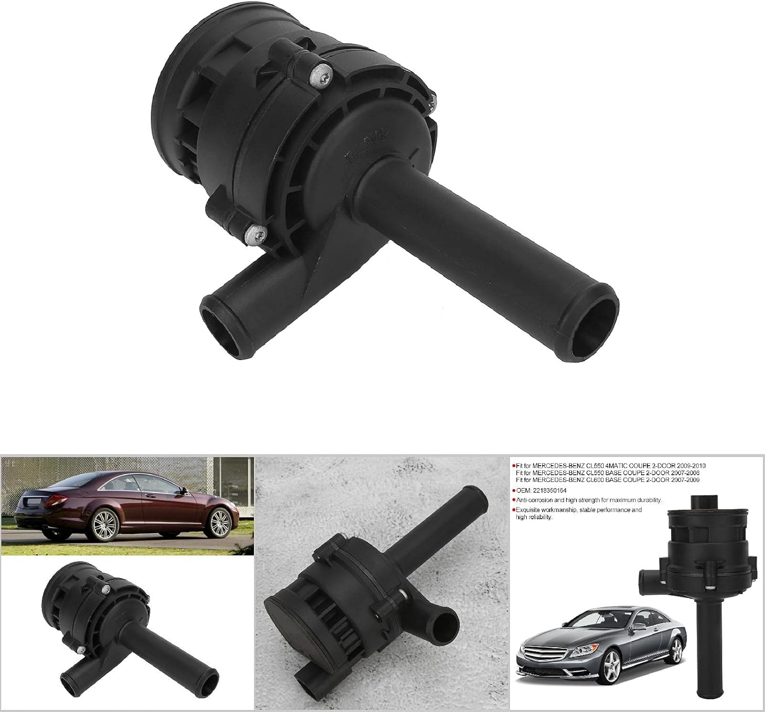Auxiliary Pump 2218350164, Car Cooling System Pump, Direct Replacement for CL550 CL600 CL63 CL65, Performance ABS Material, Installation for S Class 2007 2013