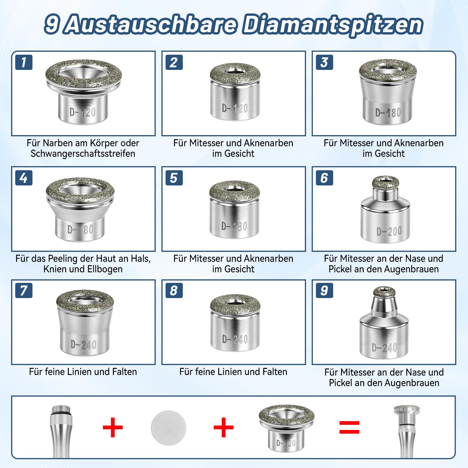 Yofuly Diamant Mic roderrmabrasion Gerät, 3 IN 1 Professionelle Mik roderrmabrasionsgerät Der mabrasion Maschine 65–68 cmHg Saugkraft, Gesichtspflegegeräte für den Heimgebrauch