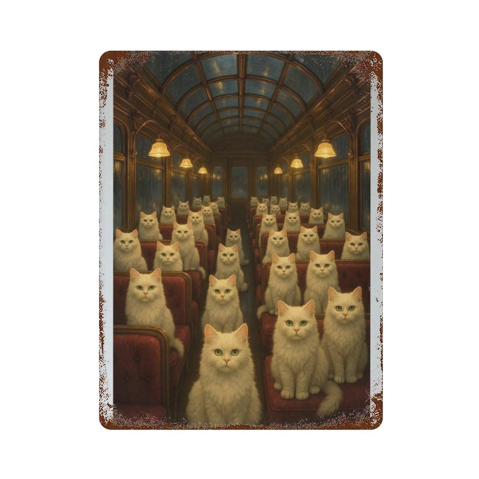 xiaoxiaoshen Moody Vintage Cat Painting， Dark Academia, Wall Decor Art Metal Tin Poster Modern Home Decor Art Home Bar Shop Decorations Vintage Sign 40x30cm