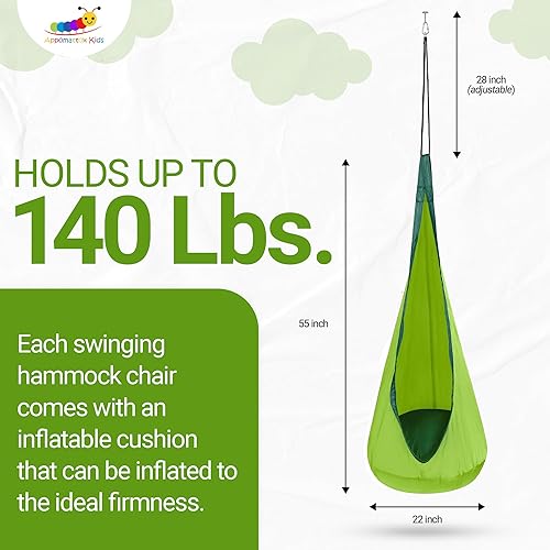 Miniatura 20 de Silla columpio colgante para niños con bolsillo, hamaca colgante, diversión en interiores y exteriores, rincón de relajación, terapia sensorial