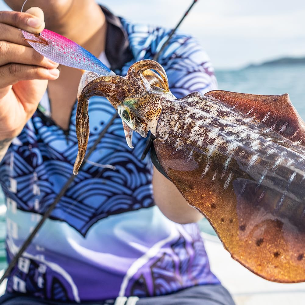 Luminoso Horizontal Squid Trolling Energas 11 cm 13.4G Jig Gantaje de Pesca LURO Flotante Jigging Eging Wood Sobunds Ganning