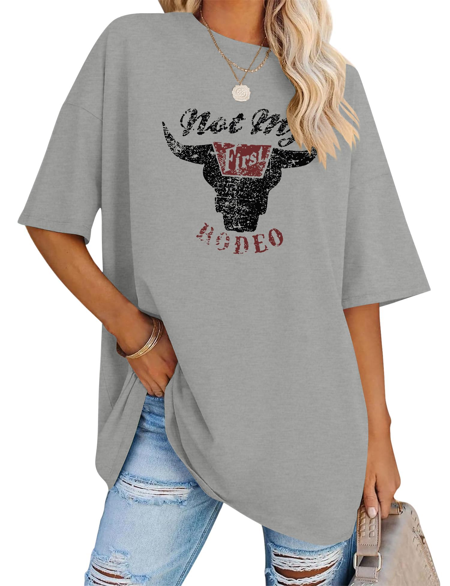 Cowgirl Shirts for Women Oversized Western Country Music Concert T-Shirts Vintage Cowboy Short Sleeve Tee Tops