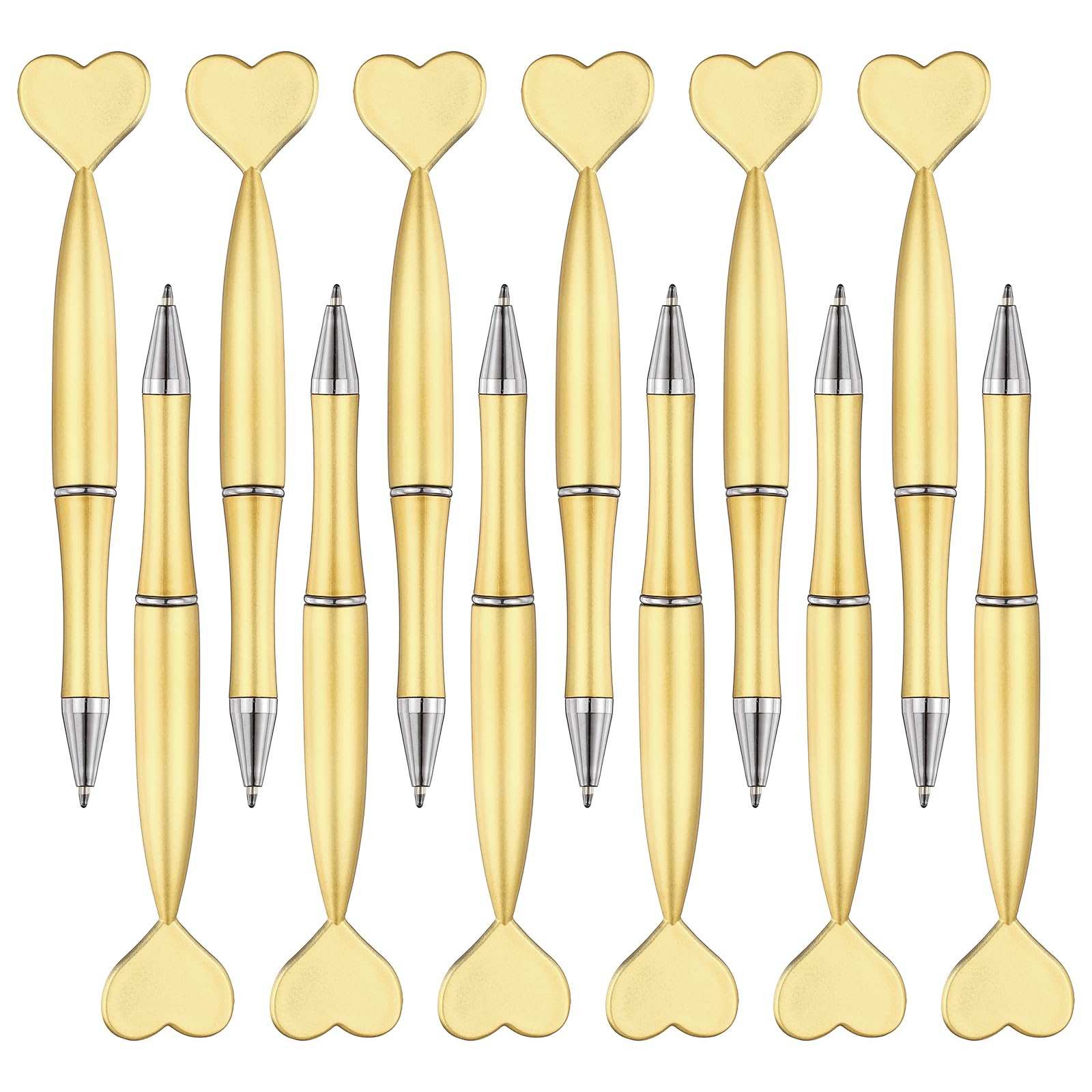 PATIKIL 12 Pcs Heart Ballpoint Pens, 1.0mm Tip Cute Twist Writing Pens Black Ink for Home Office Writing Supplies Valentine's Christmas Wedding Party Gifts, Gold