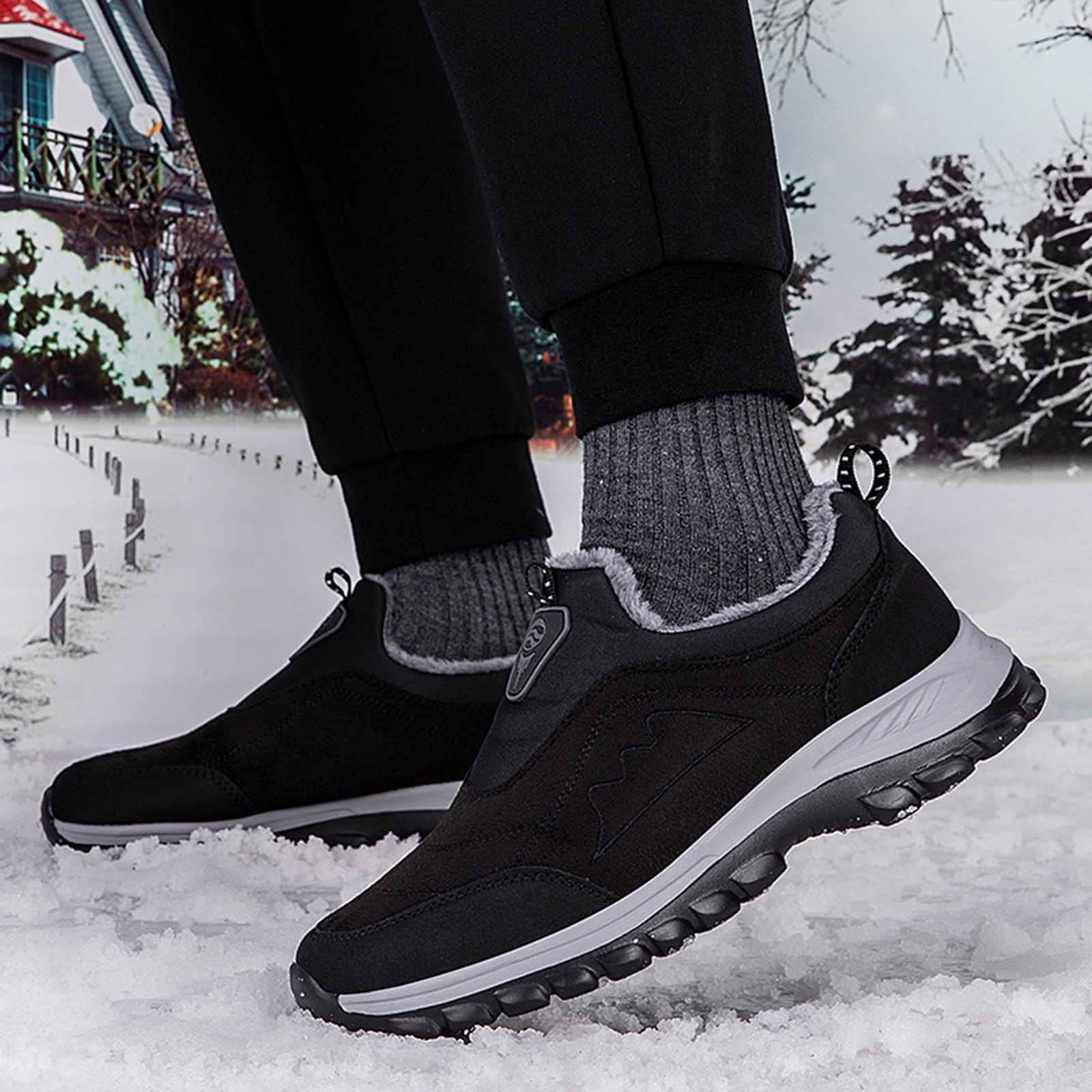 Générique 2027-Bottes de Neige Homme Hiver Chaudes Bout Rond Semelle Plate Antidérapante Confortable Coton Urbaines
