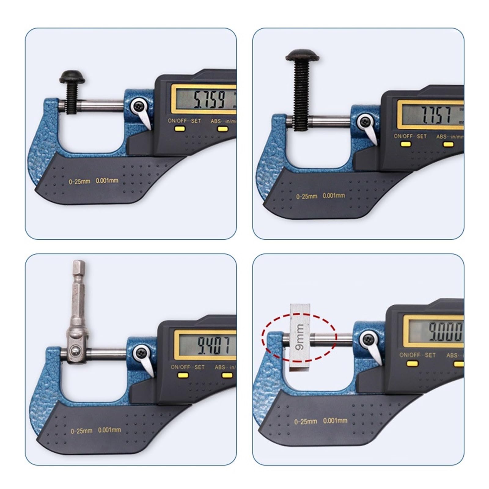Micrometro A Corsoio 0-25 Mm 0,001 Mm in Acciaio Elettronico Digitale Esterno A Vite con Ampio Schermo LCD, Micrometro A Corsoio Digitale, Calibro per Misurazioni Ripetibili