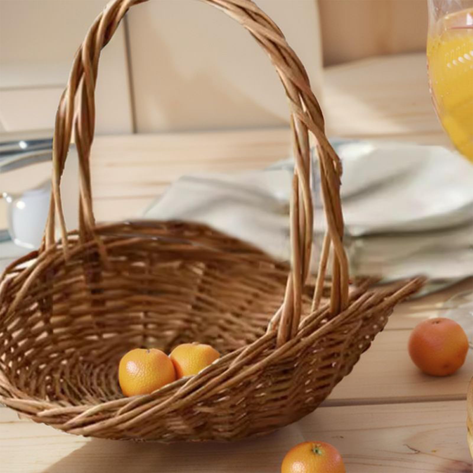 Cesti per Verdure da Cucina Cesto in Intrecciato con Manico | Cucina Portaoggetti Grande, Decorazioni per la Casa per Picnic Feste e Matrimoni