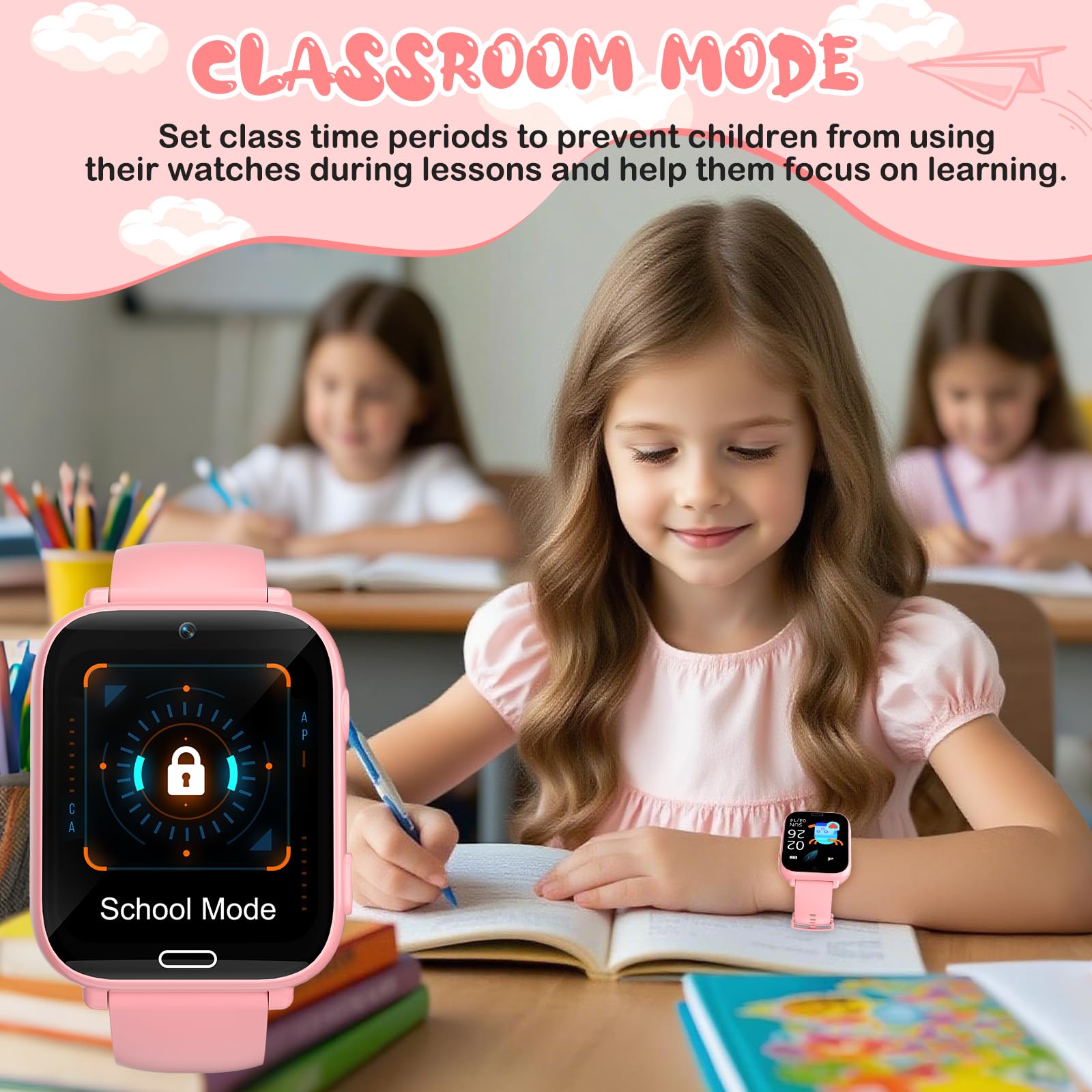 POFIBO Kids Smart Watch Boys Girls, 4G Kids GPS Tracker Watch with Phone, Video Calls, Voice Chat, SOS, Games, Alarm Clock, School Mode, Torch, Smart Watch for Boys Girls 4-16 Years — view 5