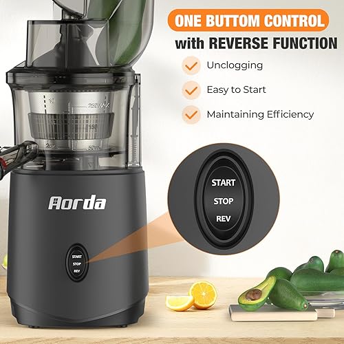 Miniatura 5 de Máquinas lentas del exprimidor de la prensa en frío Exprimidor compacto prensado en frío para verduras y frutas fácil limpiar, gris plateado