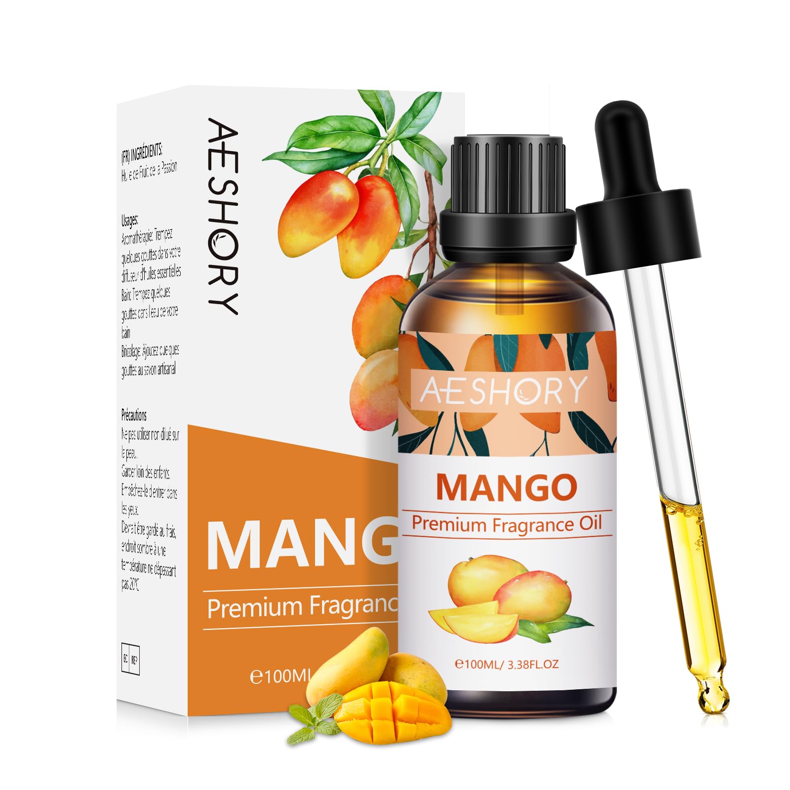 Mango Fragrance Oil 3.38FL.OZ - Aromatherapy Essential Oils for Diffusers for Home, Mango Scented Oils for Massage, Soap Candle Making Scents - 100ML