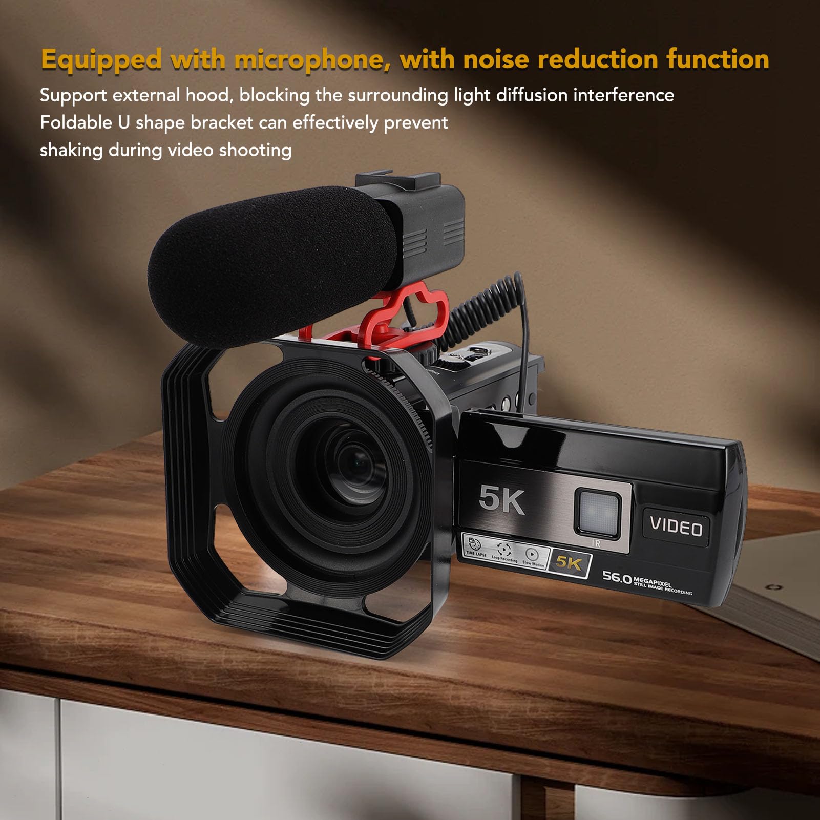 Amazon | 5Kビデオカメラカムコーダー、56MP WIFI 3インチ90°回転可能