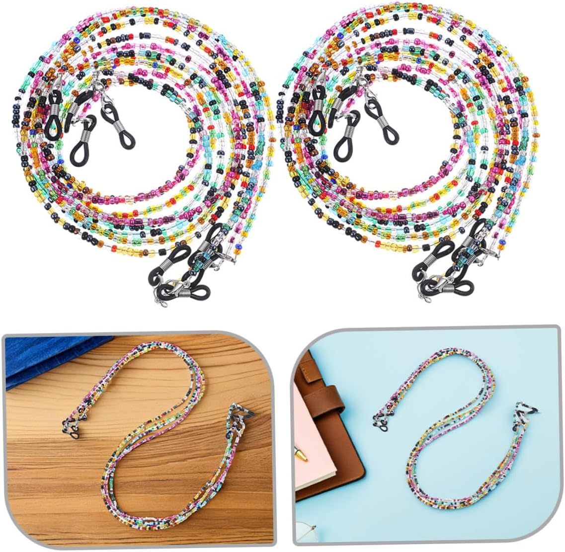 8pcs Eyeglass Chain Strap with Beads Spectacle Neck Cord Safety Glasses Strap Holder for Men and Women Glasses Neck Holder Multipurpose Eyewear Retainer